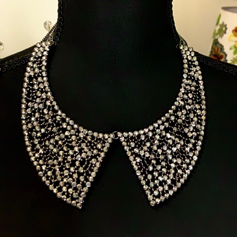Black & silver collar necklace